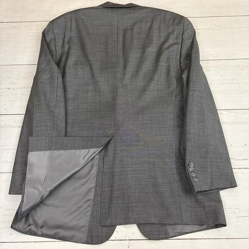 Hart Schaffner Marx Suit Gray Solid 46L 40W 30I